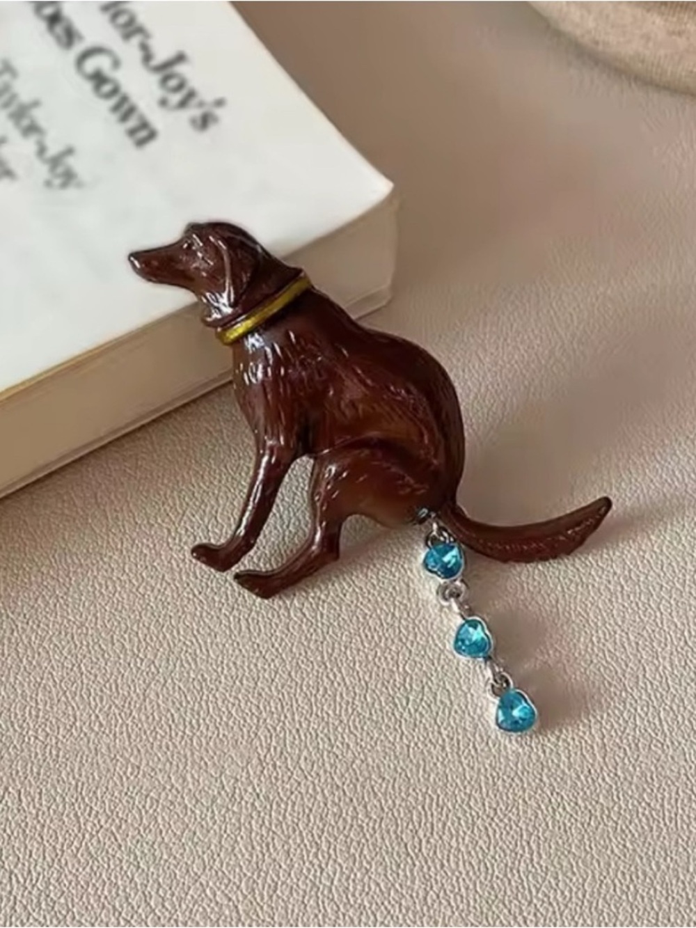 Pooping Brown Dog Brooch